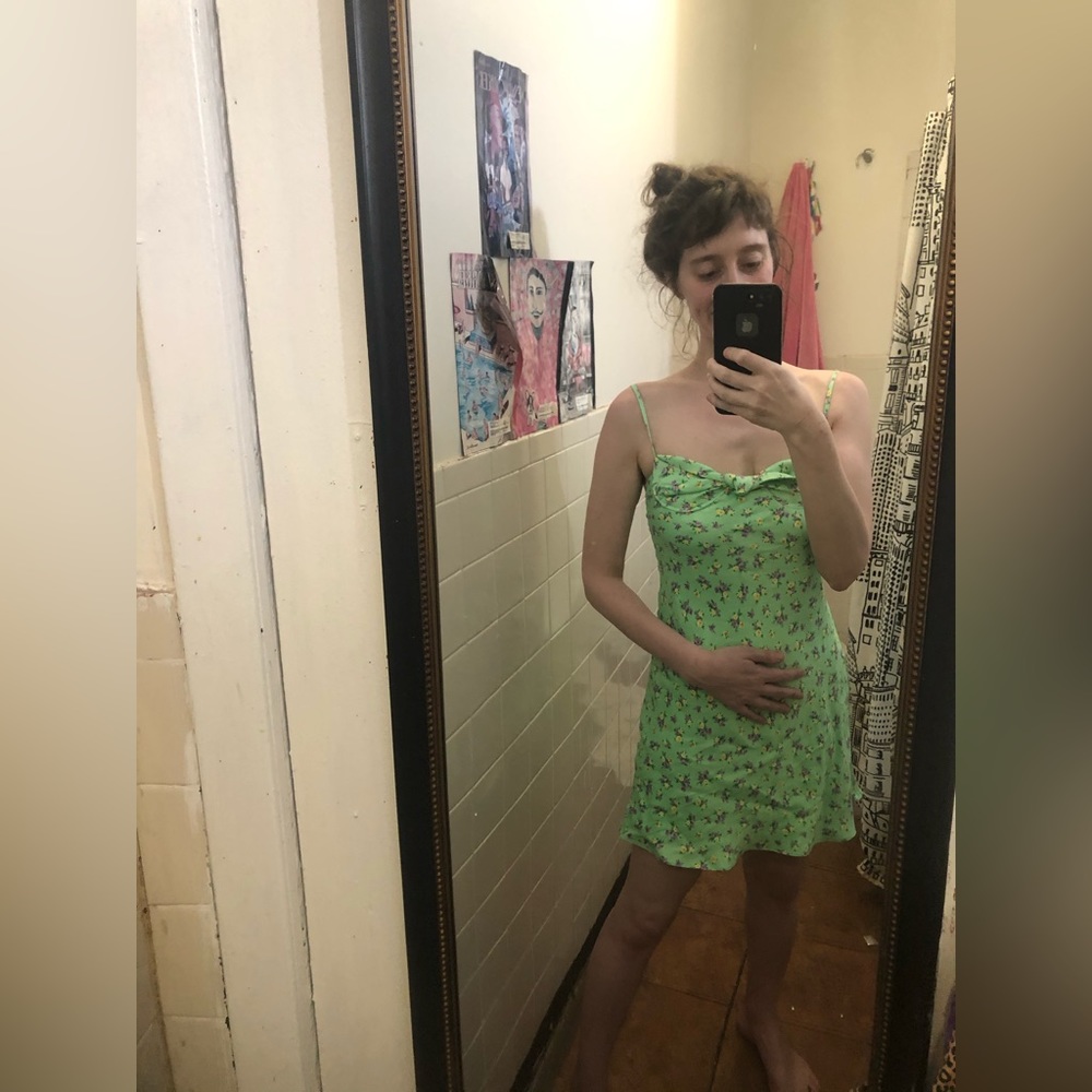 Zara Green Floral Summer Strapless